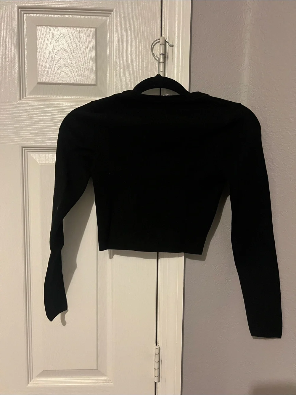 Zara Black Long-Sleeve Cropped Top